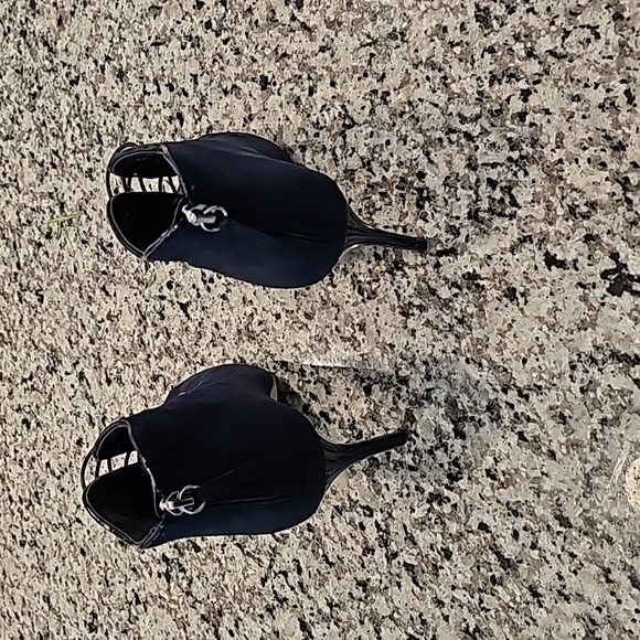 Navy Blue Open Toe Shootie - Picture 2 of 5